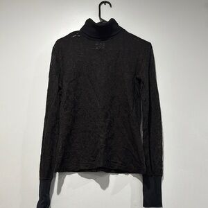 Elegant Black Lace Turtleneck Top